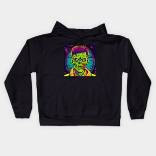 Korean Zombie man in neon lights Kids Hoodie